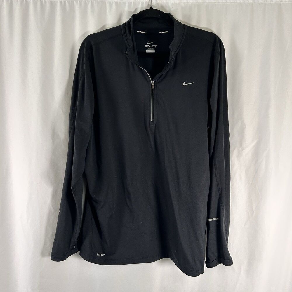 Nike Running 1/4 Zip Jacket Women's 2X Black Reflective Long Sleeve Dri Fit